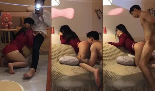 Bé sinh viên kính cận váy đỏ, đưa đi chơi anh vét lồn đỏ cả mông - clip sex