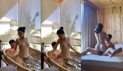 clip sex Từ bồn tắm đến giường ngủ kỷ niệm đụ em ở homestay